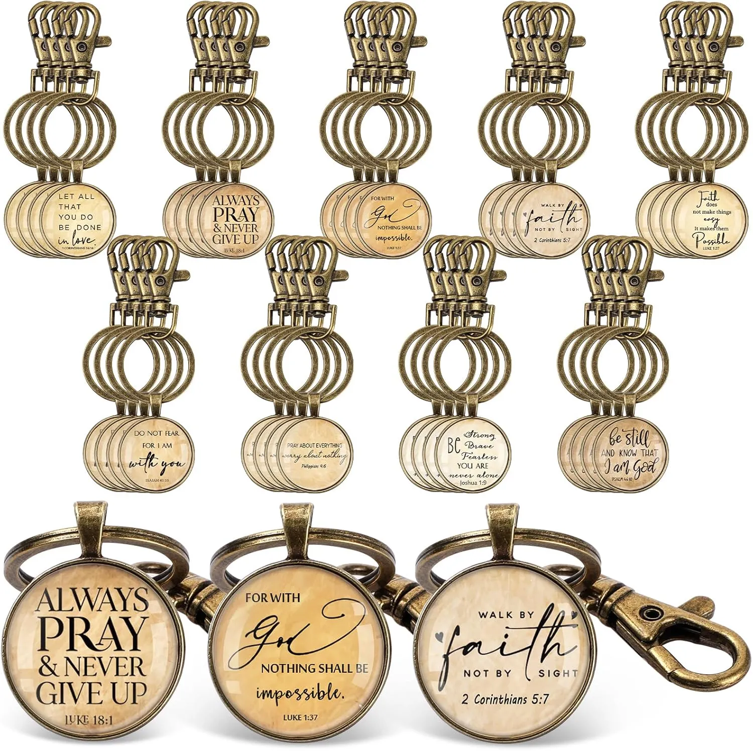 Fumete Christian Keychain Bulk Bible Verse Religious Keychain Scripture Quote Inspirational Gifts for Father Men Women