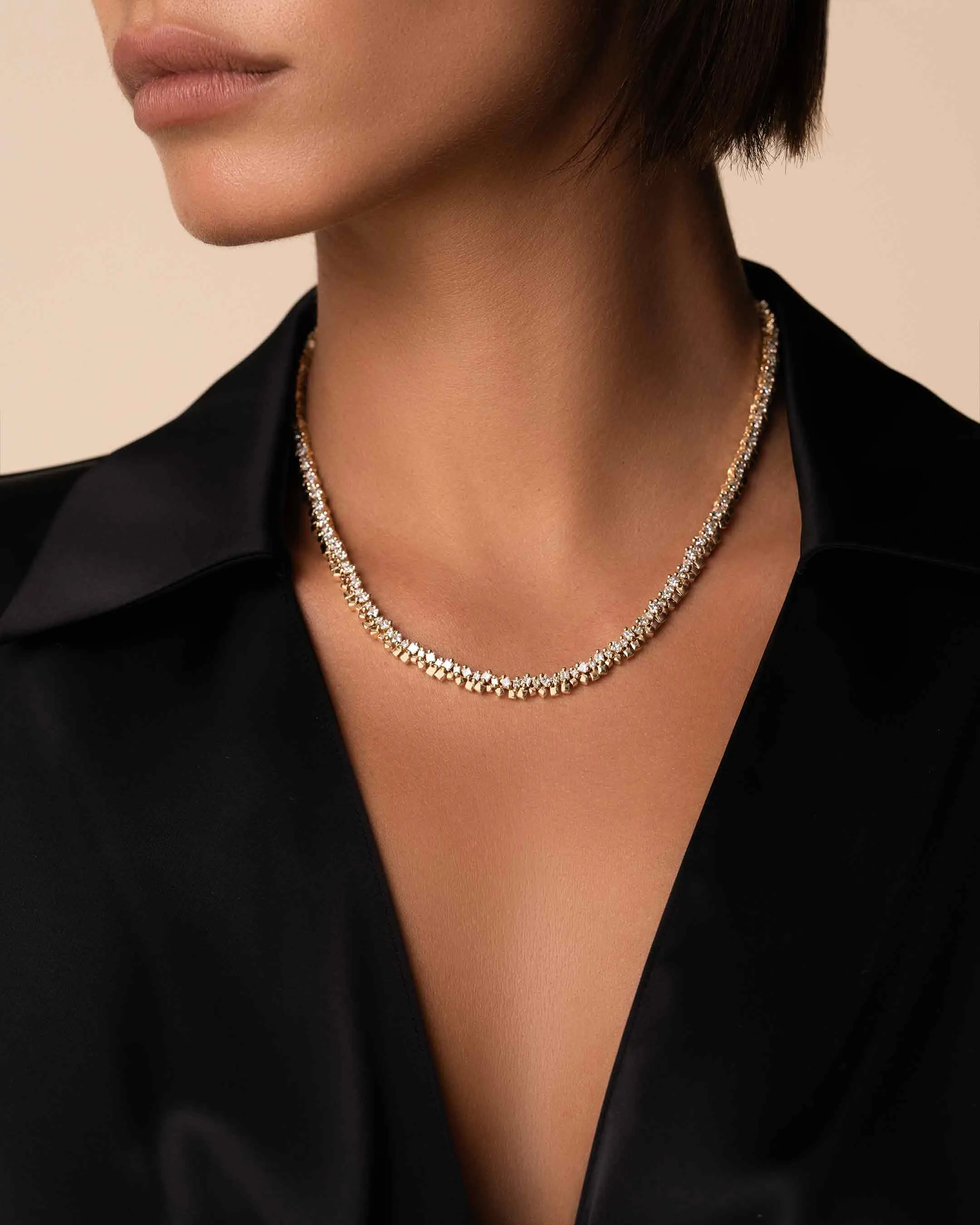 Golden Diamond Tennis Necklace