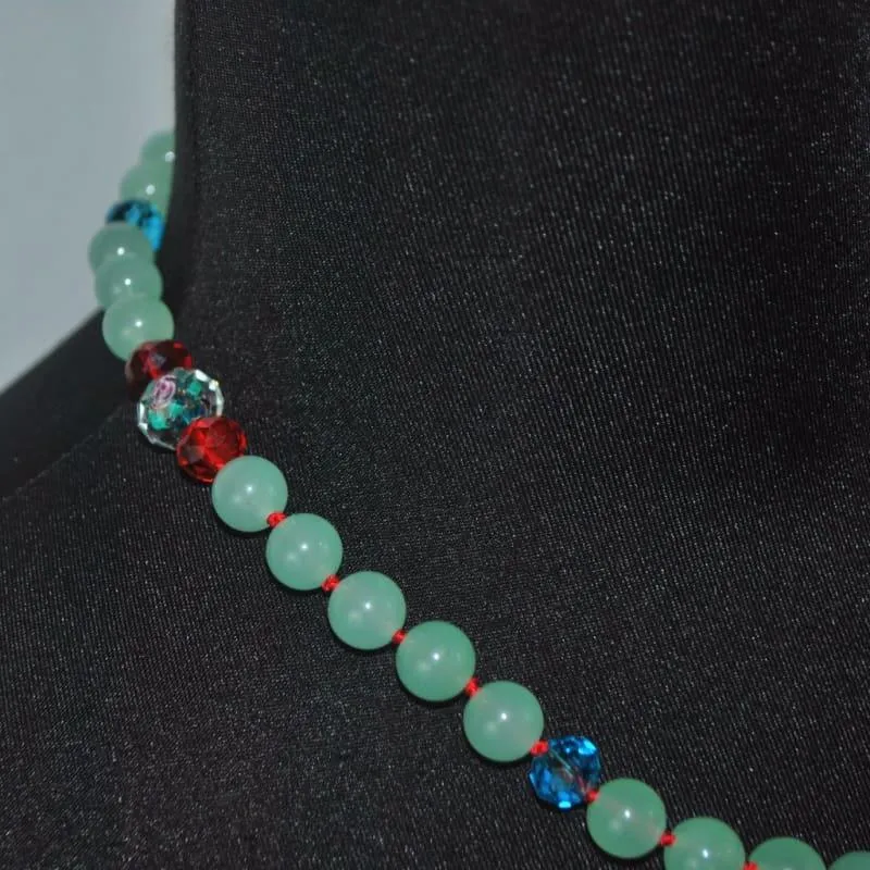 Green Carnelian With Crystal Ascents Necklace