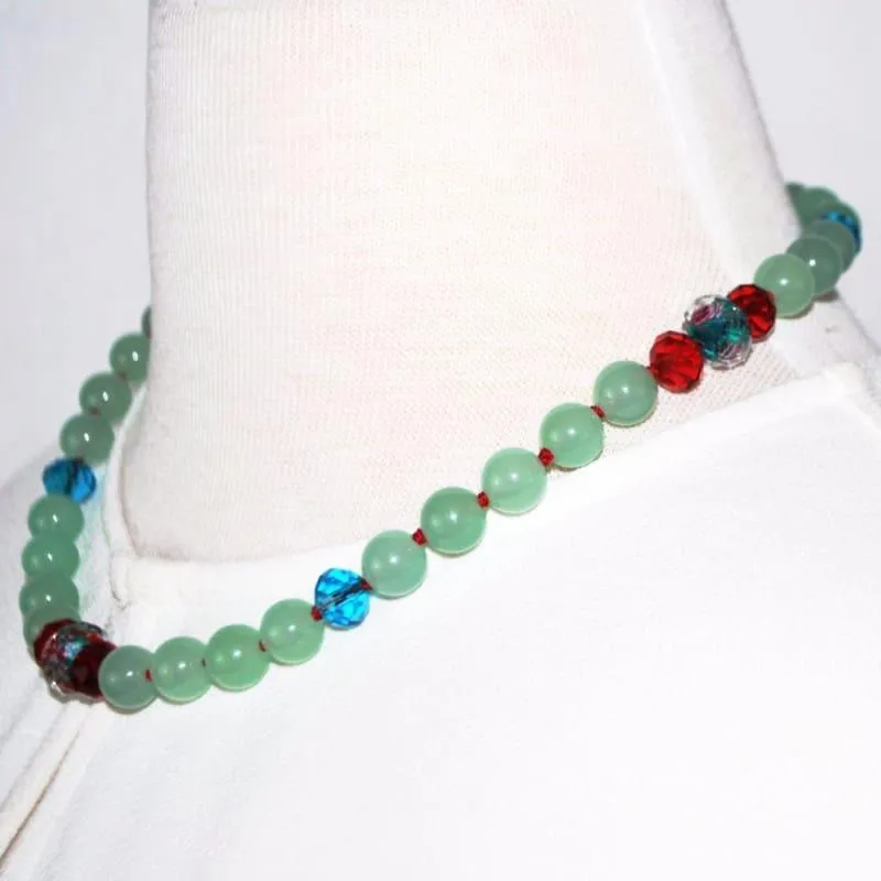 Green Carnelian With Crystal Ascents Necklace