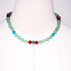 Green Carnelian With Crystal Ascents Necklace
