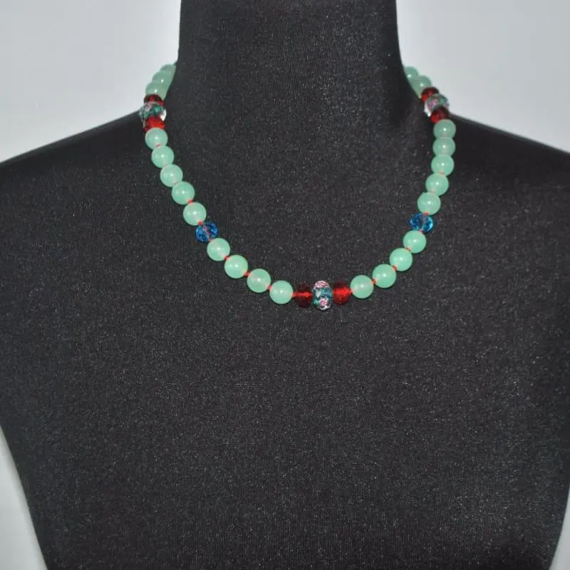Green Carnelian With Crystal Ascents Necklace