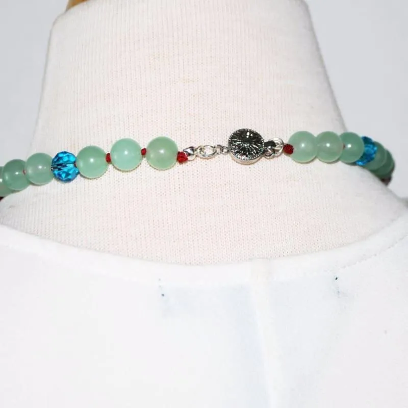 Green Carnelian With Crystal Ascents Necklace