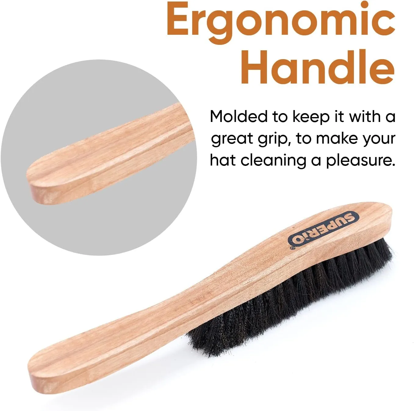 Hat Brush Horsehair Felt Hat Cleaner, Horse Hair Brush for Baseball Cap, Cowboy Hats, Shoes, and Clothes Brush, Soft Bristles Wooden Cleaning Brush, Durable Dust and Lint Remover - Superio