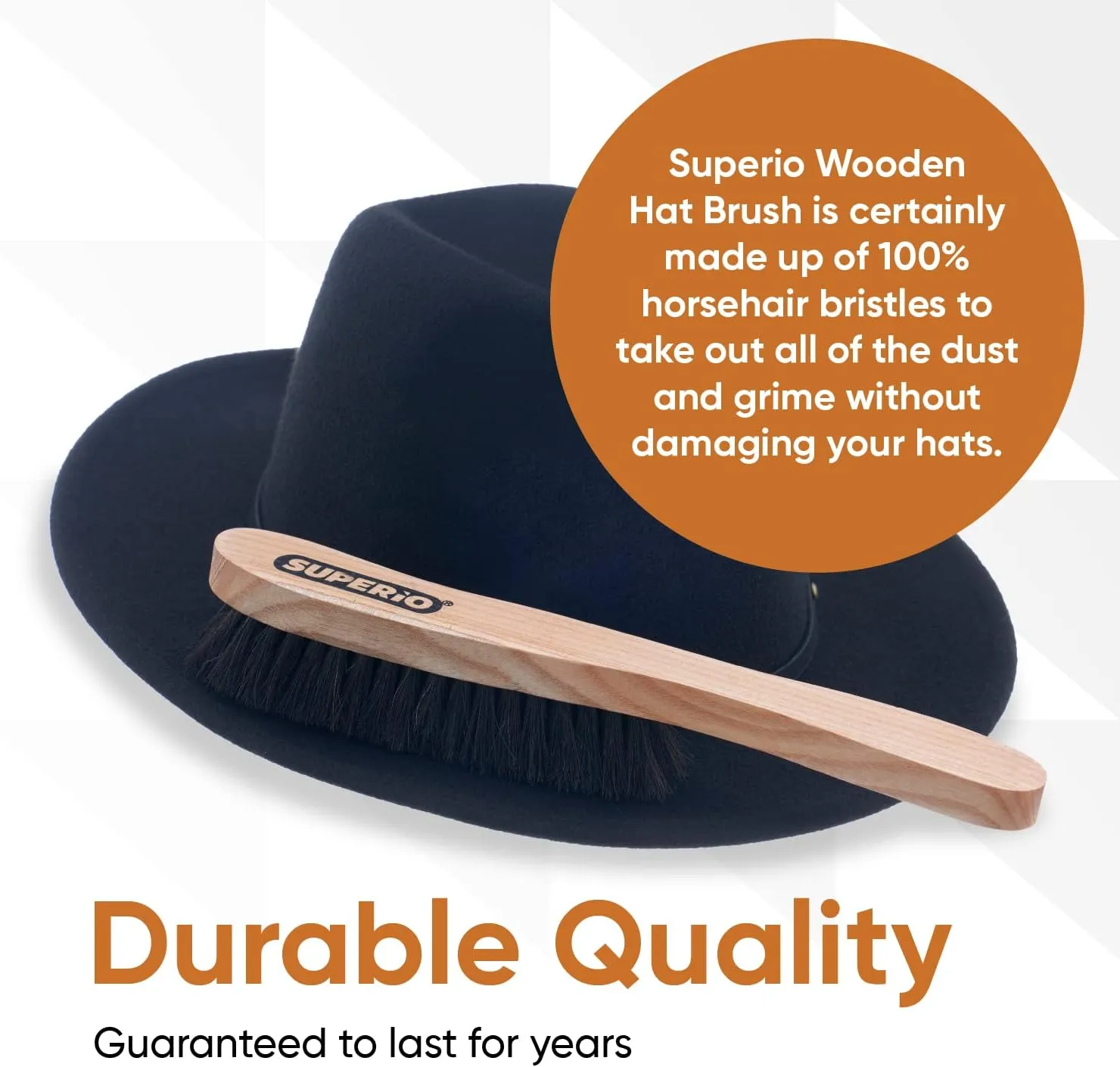Hat Brush Horsehair Felt Hat Cleaner, Horse Hair Brush for Baseball Cap, Cowboy Hats, Shoes, and Clothes Brush, Soft Bristles Wooden Cleaning Brush, Durable Dust and Lint Remover - Superio