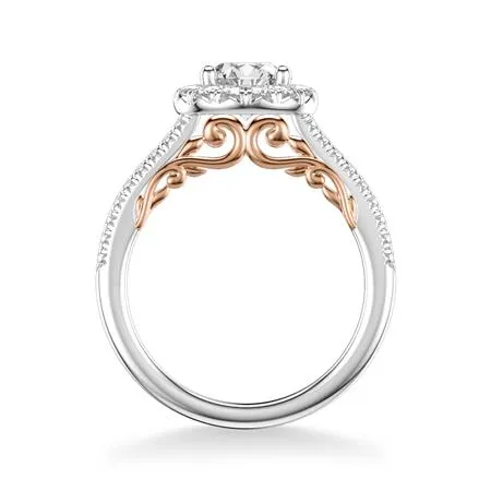 Hazel Lyric Two-Tone Round Halo Engagement Ring