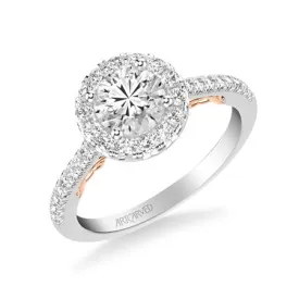 Hazel Lyric Two-Tone Round Halo Engagement Ring
