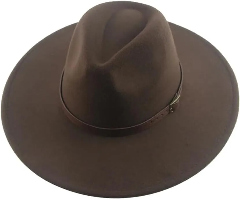 Hgvcfcv Women Hat Hats Man Hat Male Fedoras Winter Felted Hat Big Brim 9.5Cm Belt Band Casual Solid Panama Cap