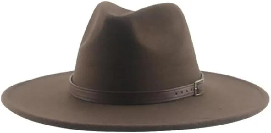 Hgvcfcv Women Hat Hats Man Hat Male Fedoras Winter Felted Hat Big Brim 9.5Cm Belt Band Casual Solid Panama Cap