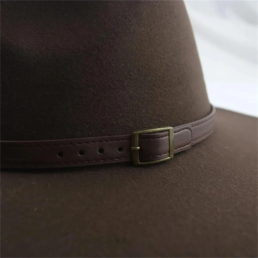Hgvcfcv Women Hat Hats Man Hat Male Fedoras Winter Felted Hat Big Brim 9.5Cm Belt Band Casual Solid Panama Cap
