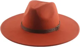 Hgvcfcv Women Hat Hats Man Hat Male Fedoras Winter Felted Hat Big Brim 9.5Cm Belt Band Casual Solid Panama Cap