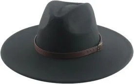 Hgvcfcv Women Hat Hats Man Hat Male Fedoras Winter Felted Hat Big Brim 9.5Cm Belt Band Casual Solid Panama Cap
