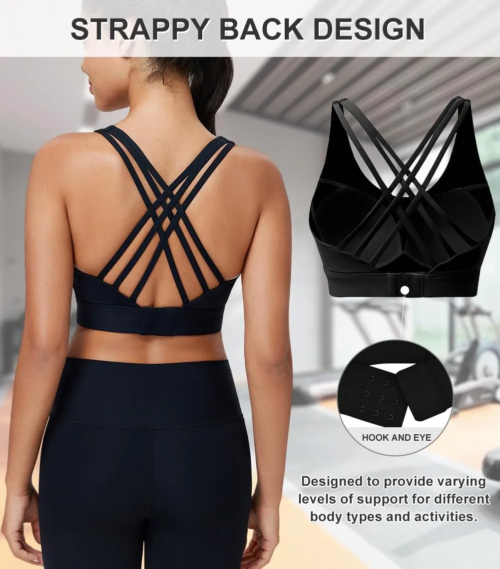 High Impact Sports Bra for Women High Support Molded Cups Strappy Womens Sports Bra for Workout,Training and Running