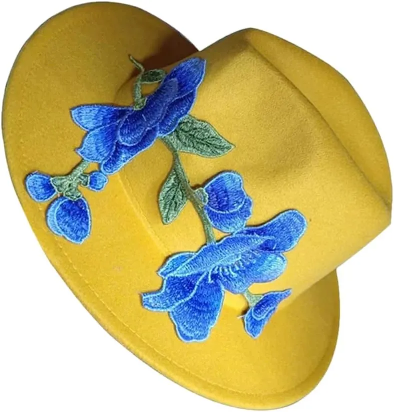 JNKIHAPOT Women's Fedora Hat Embroidered Women's Jazz Hat Fedora Hat Sombrero Hat