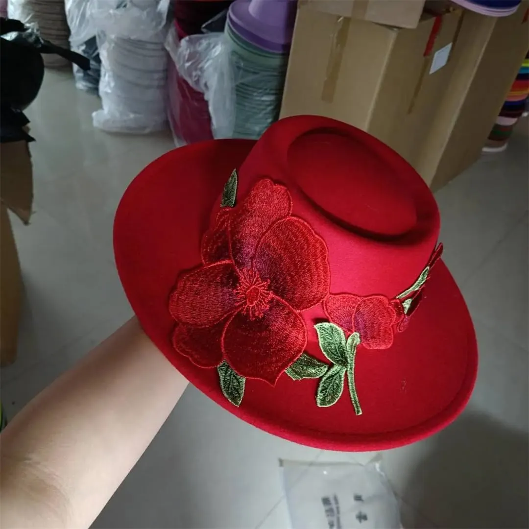 JNKIHAPOT Women's Fedora Hat Embroidered Women's Jazz Hat Fedora Hat Sombrero Hat