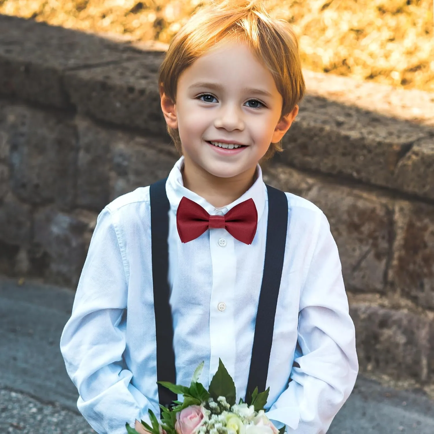 Kids Bow Tie Classic Solid Color Satin Bow Tie Adjustable Neck Bowtie for Kids Wedding Party