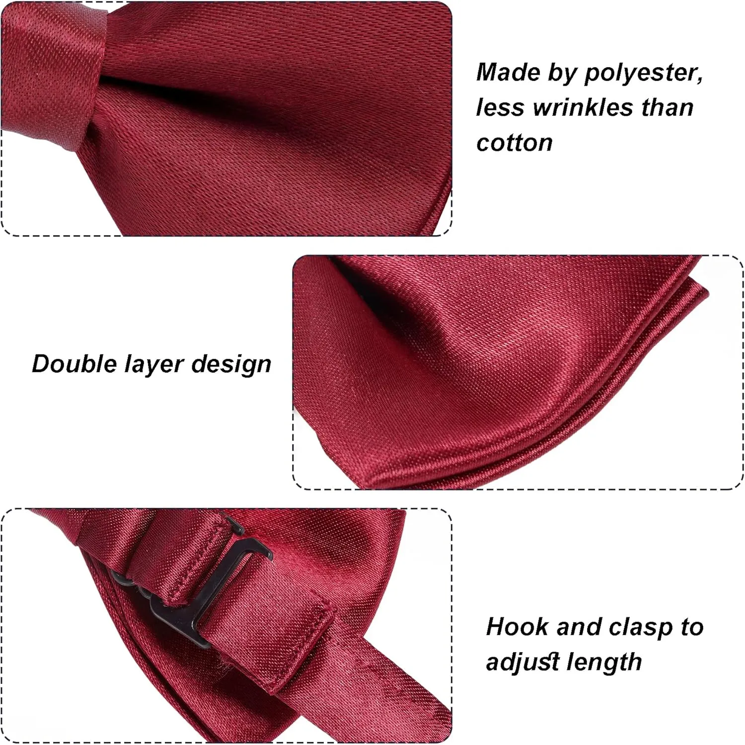 Kids Bow Tie Classic Solid Color Satin Bow Tie Adjustable Neck Bowtie for Kids Wedding Party