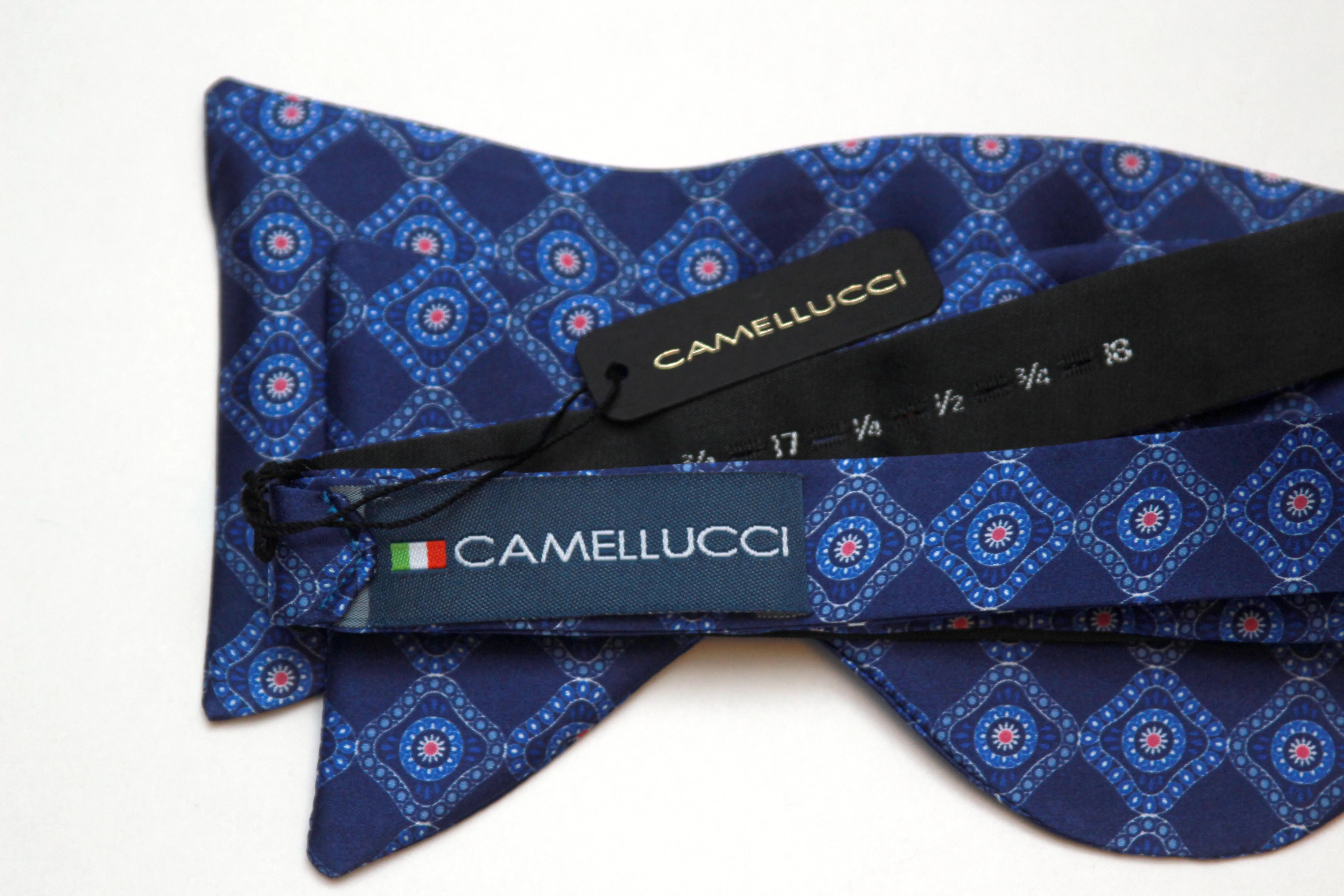 Large Blue Ornament Silk Bow Tie
