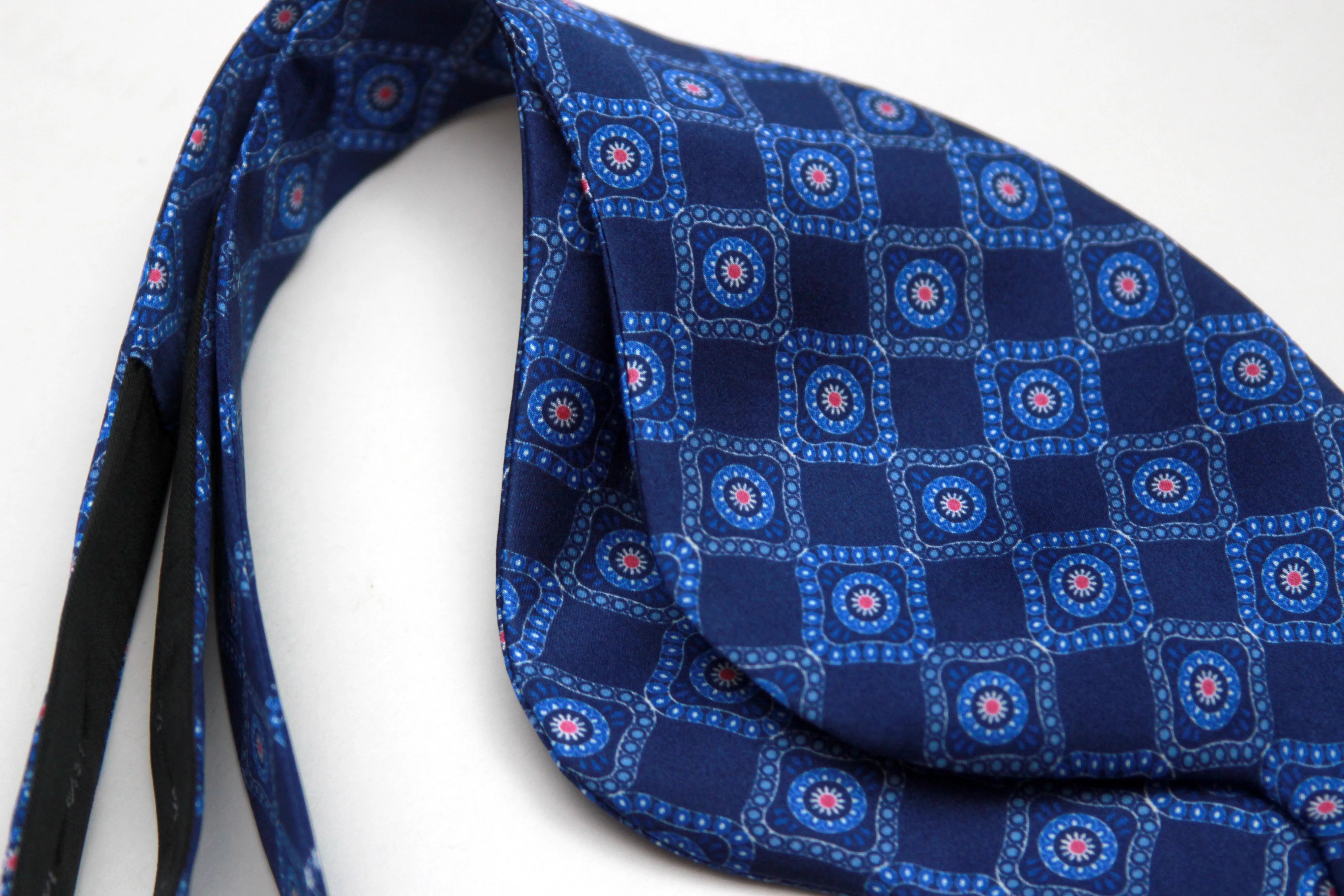 Large Blue Ornament Silk Bow Tie