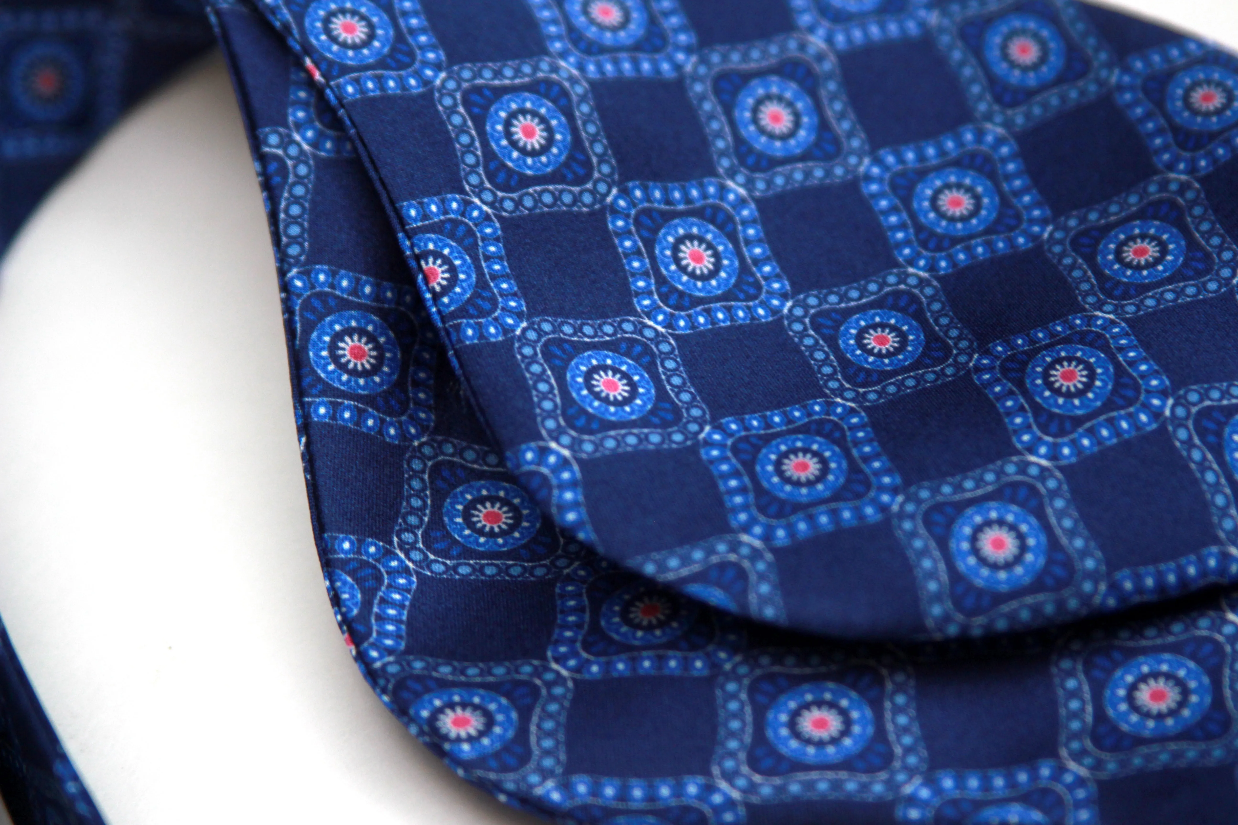 Large Blue Ornament Silk Bow Tie