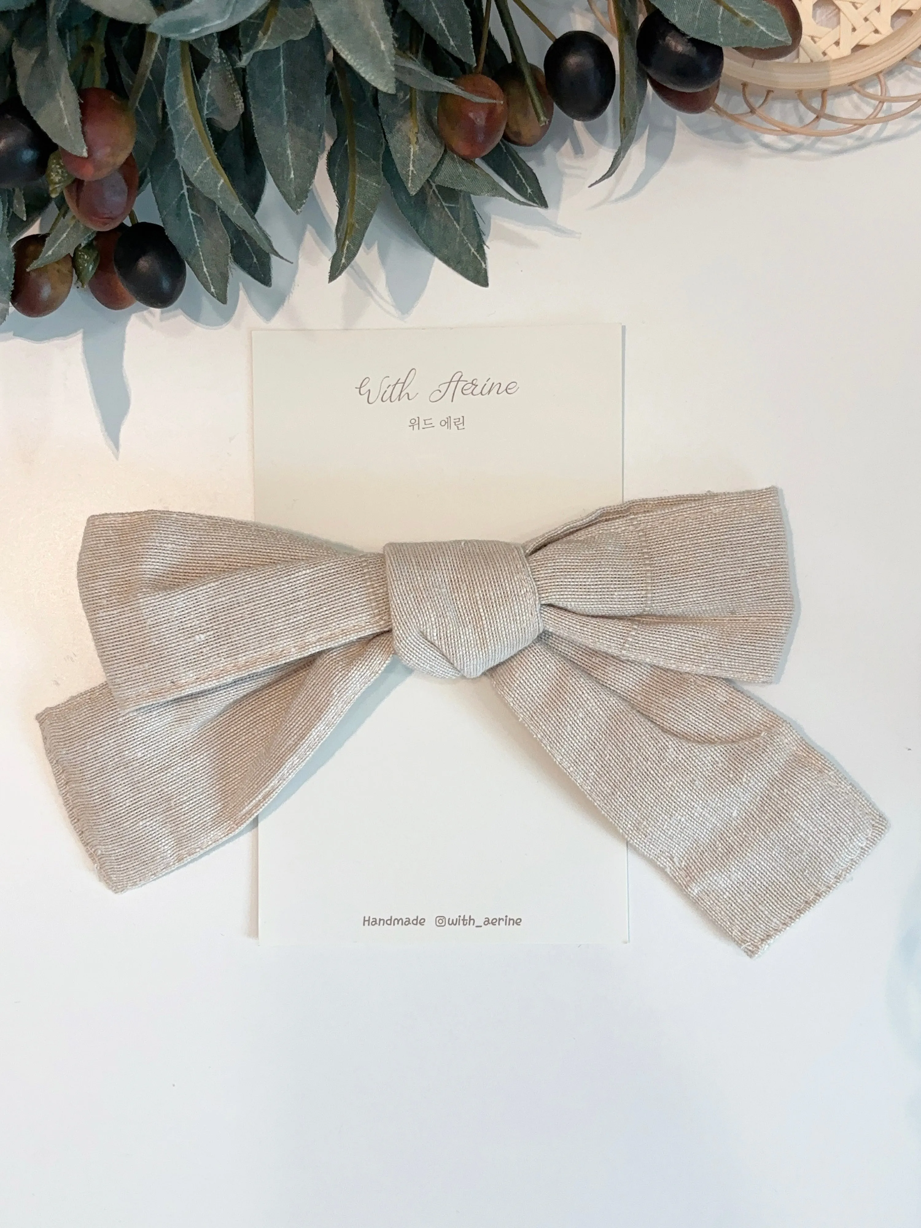 Linen Big Bow / French Clip / Single Item