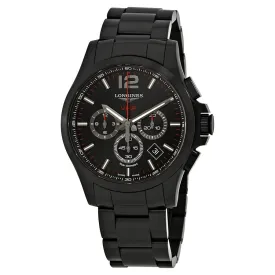Longines Conquest V.H.P. Chronograph Black Carved Dial Men's Watch L37272566 L3.727.2.56.6