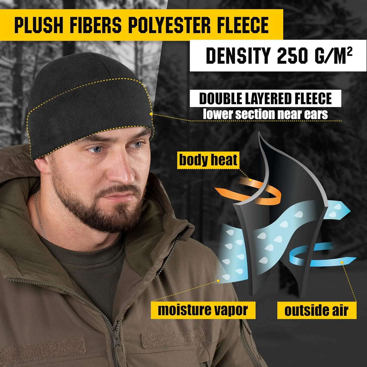 M-Tac Elite Fleece Watch Cap - Military Tactical Beanie Hat Winter Skull Cap