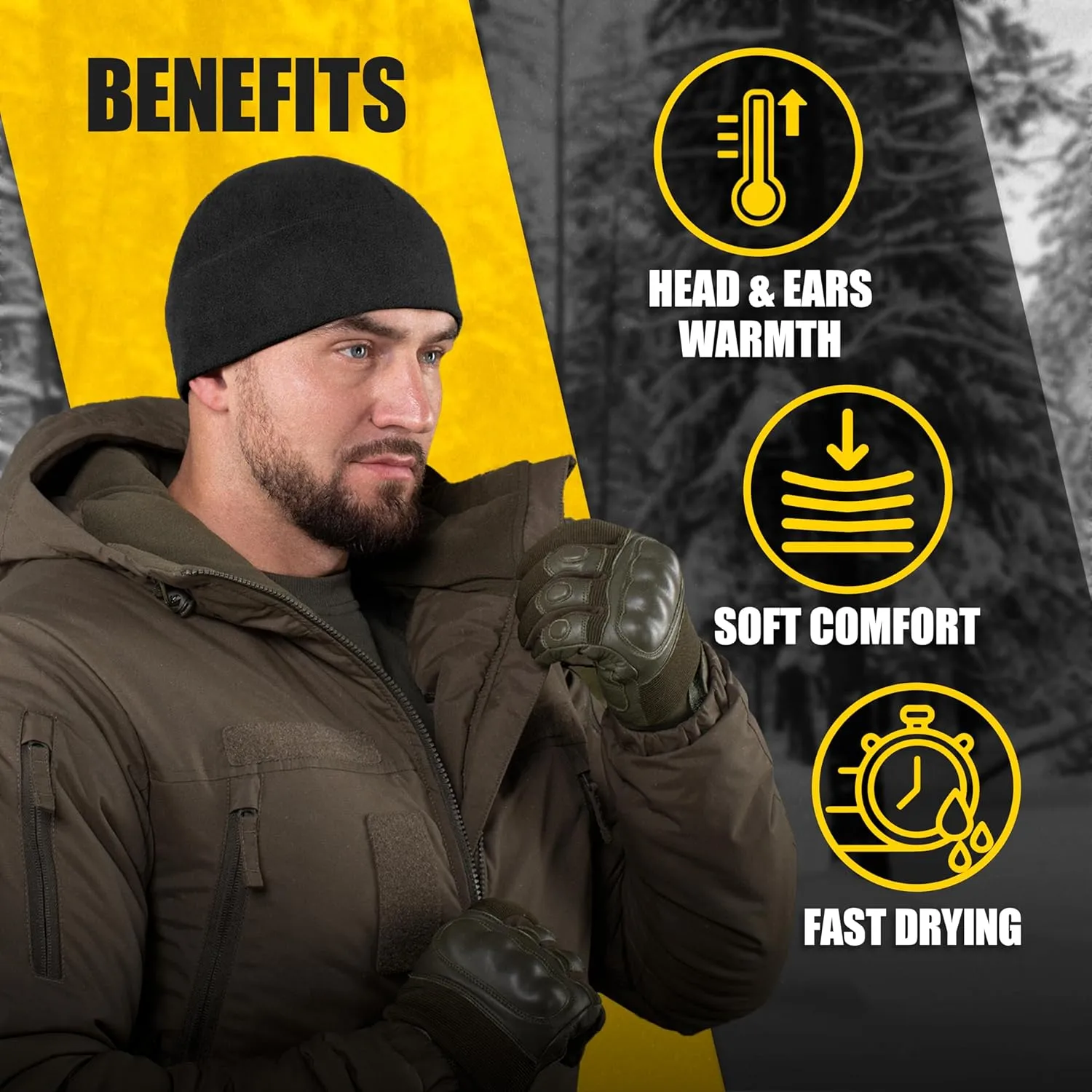 M-Tac Elite Fleece Watch Cap - Military Tactical Beanie Hat Winter Skull Cap