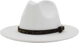 Men's Casual Jazz Hats for Men Women Wide Brim Fedora Hat Vintage Panama Jazz Caps White