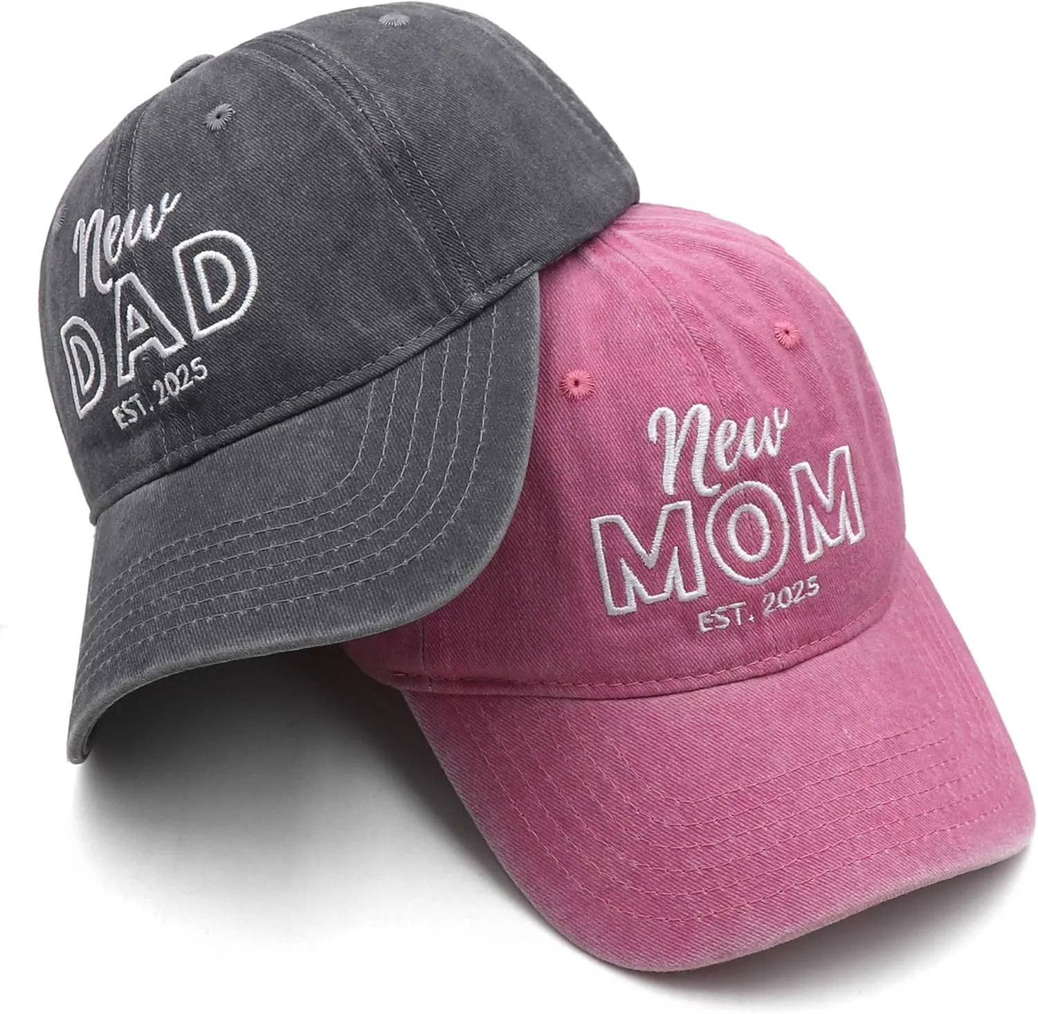 Mom and Dad Hats Est 2025 New Mom Dad Gifts Embroidered Mom Dad Hats Adjustable Baseball Cap New Parents Gifts