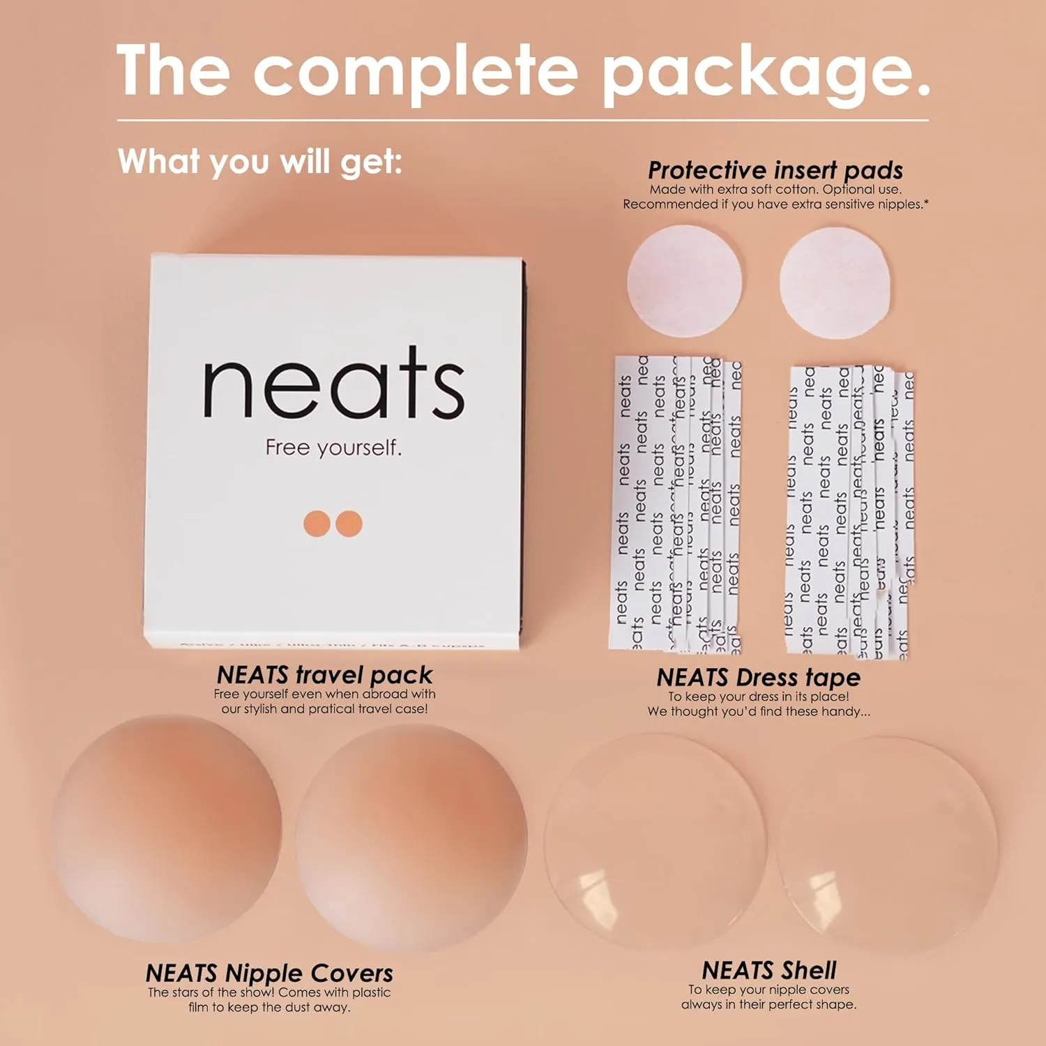 NEATS Nipple Covers for Women, Reusable & Hypoallergenic Adhesive Silicone Pasties