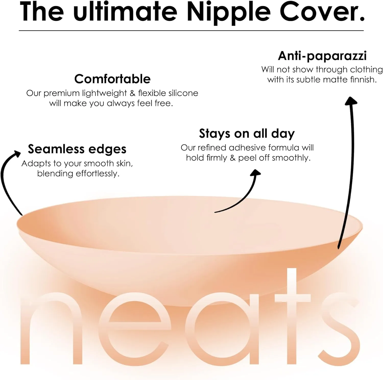 NEATS Nipple Covers for Women, Reusable & Hypoallergenic Adhesive Silicone Pasties