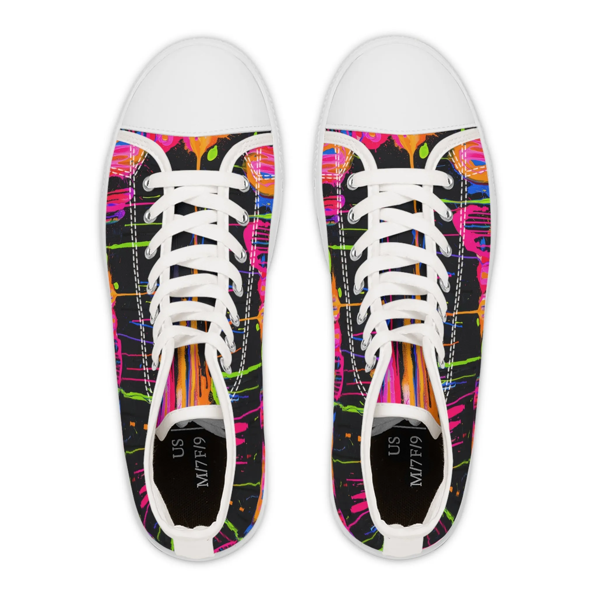 Neon Paint Drips - Women's High Top Sneakers