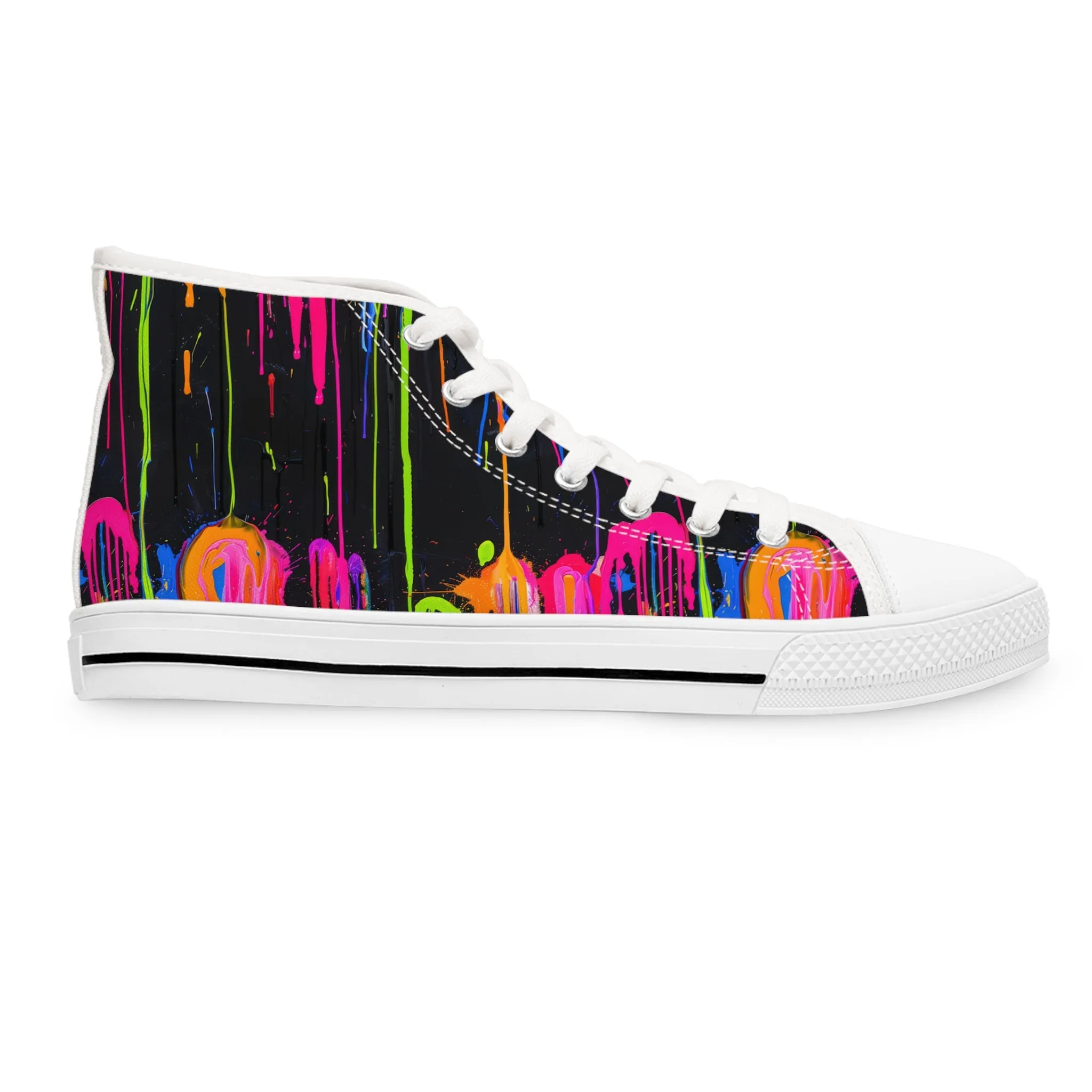 Neon Paint Drips - Women's High Top Sneakers