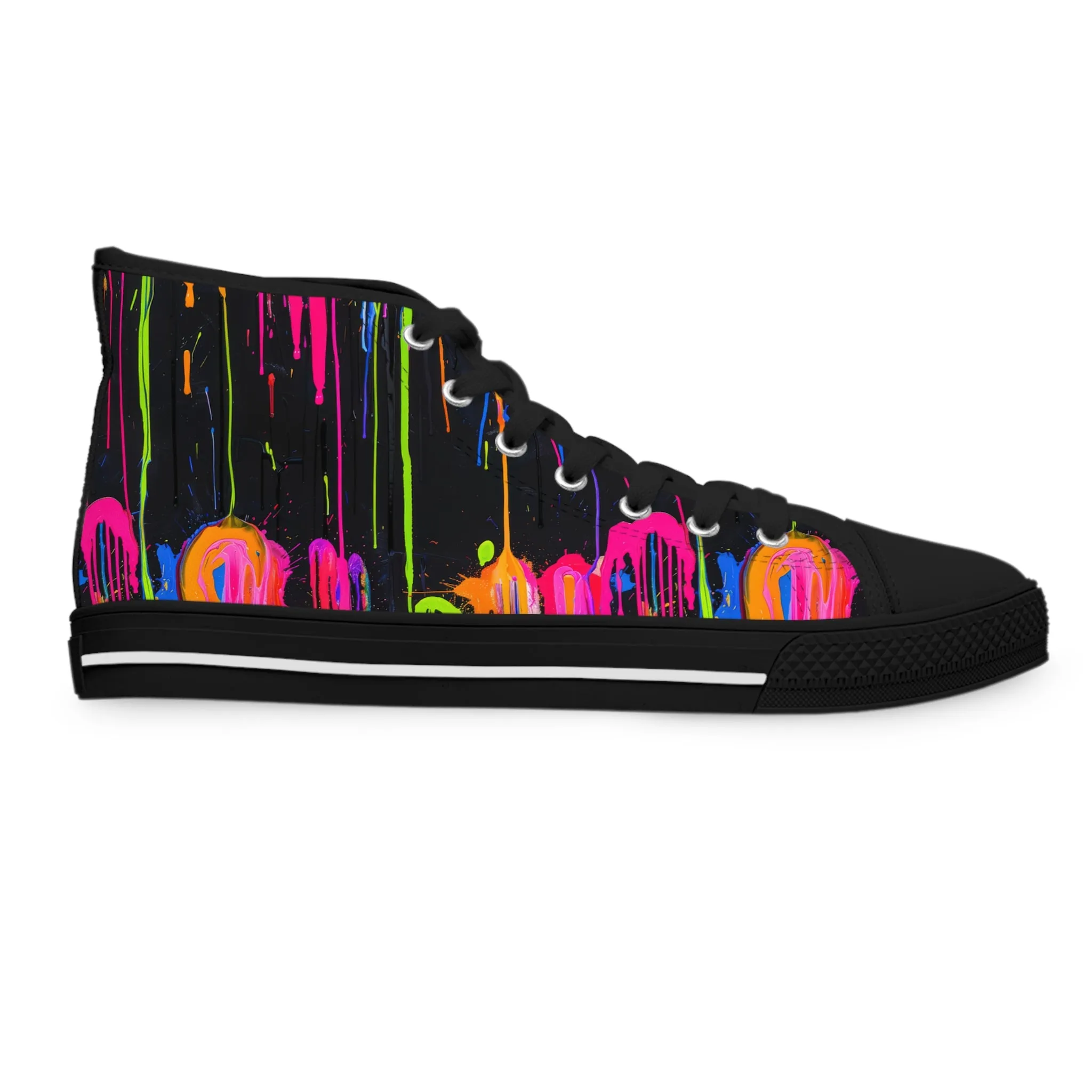 Neon Paint Drips - Women's High Top Sneakers