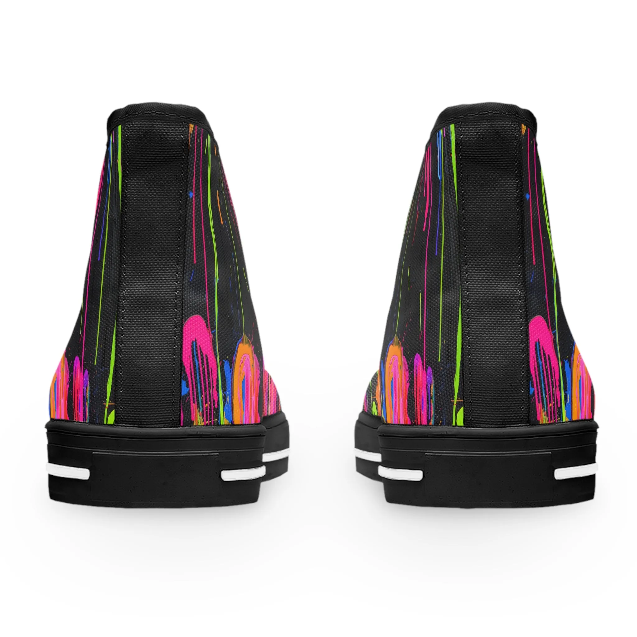 Neon Paint Drips - Women's High Top Sneakers