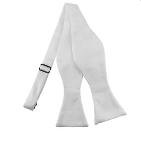 New Solid Satin Self Tie Bow Tie - White
