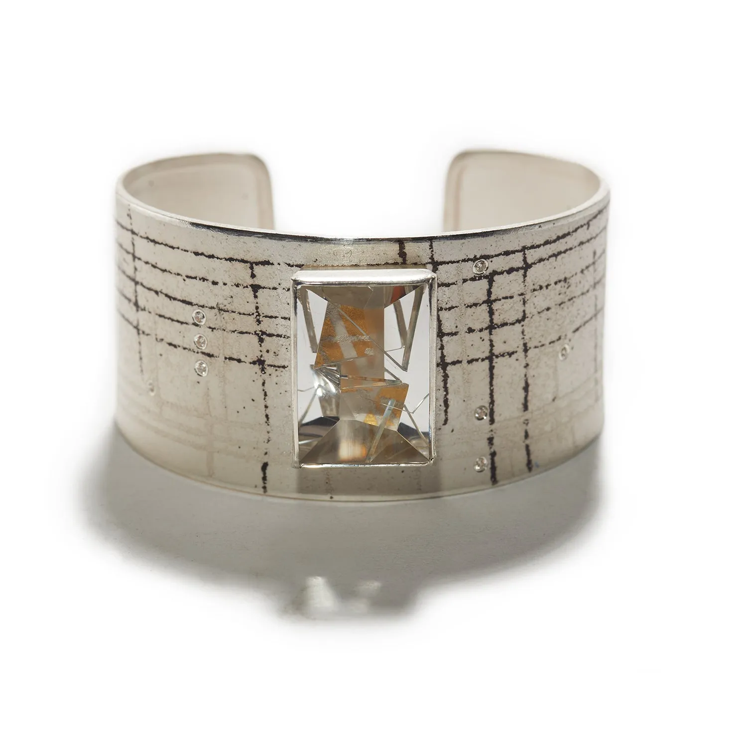 Palladium Sketches & Quartz Cuff Bracelet