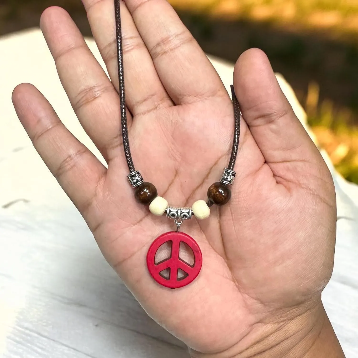 Peace Sign Symbol Necklace Circle Of Peace Sign Symbol Charm Pendant Necklaces Stone Peace Sign Pendant for Men Women Unisex