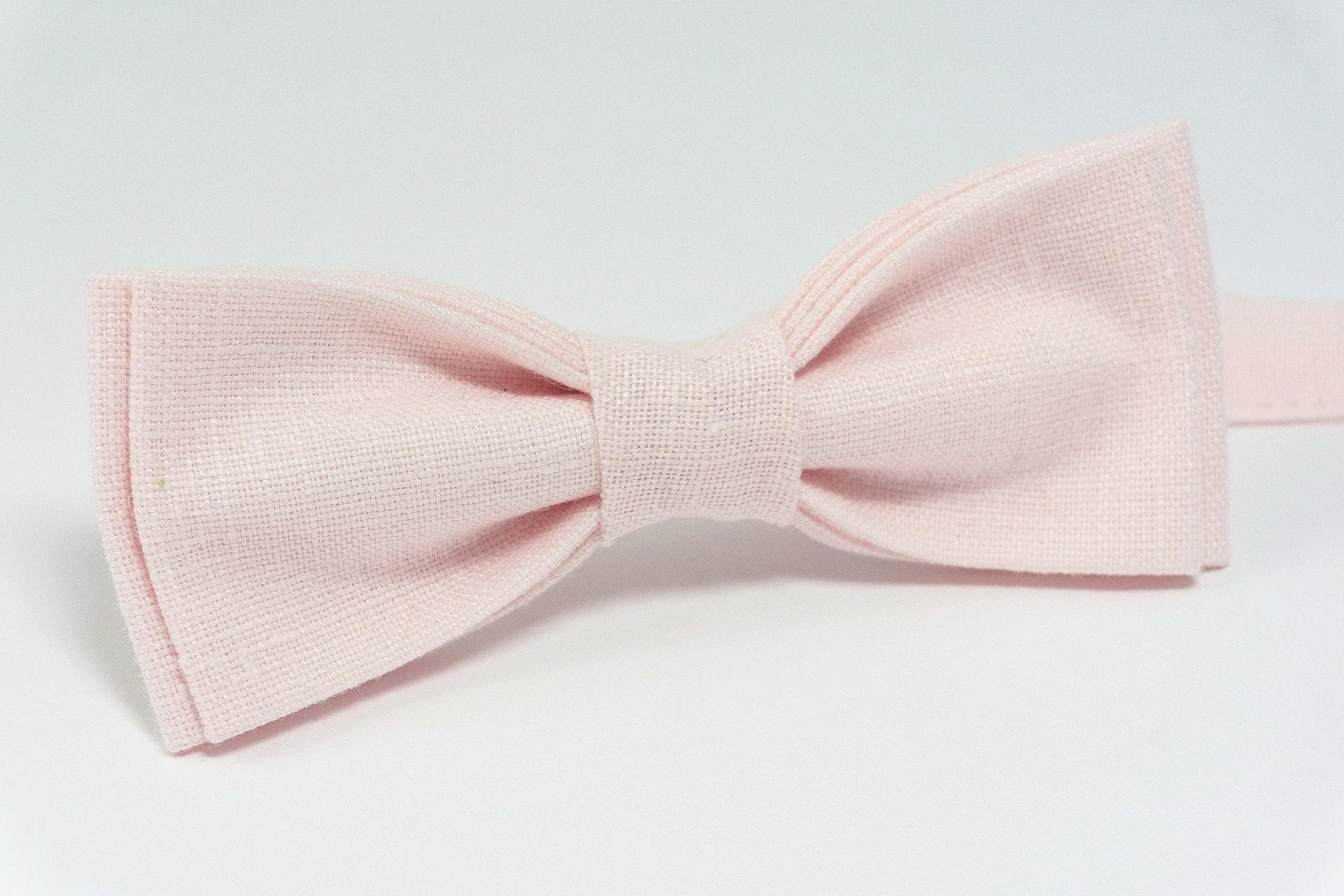 Petal pink wedding bow ties for groomsmen | Blush pink baby bow tie