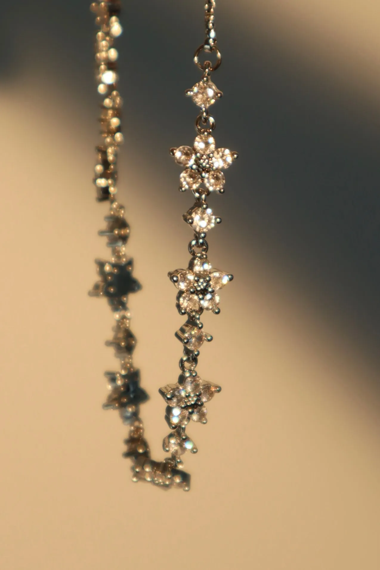 Platinum Plated Multi Diamond Flower Bracelet