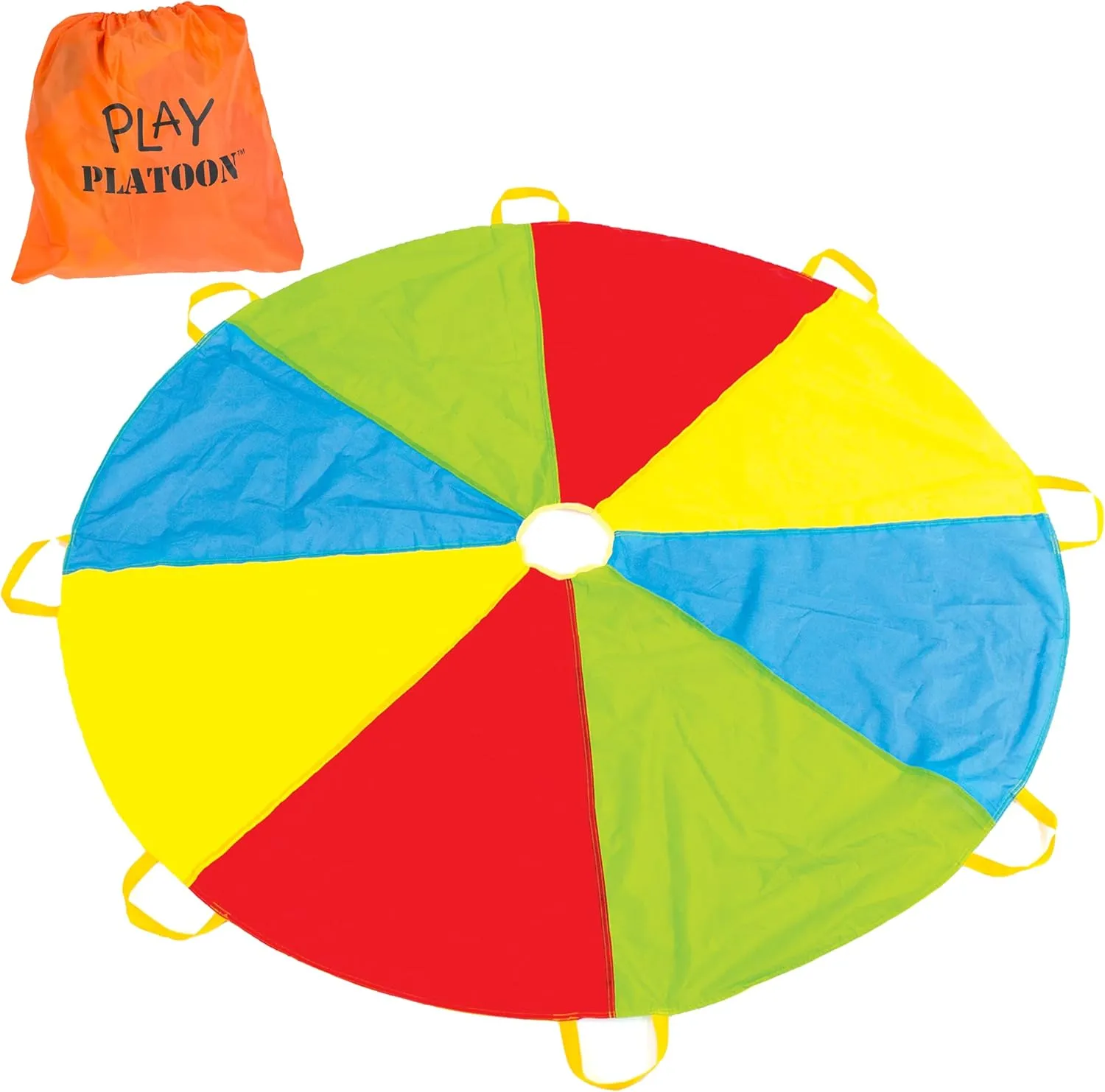 Play Platoon Rainbow Parachute Toy for Kids, 16 ft Parachute Game with 12 Handles for Kids, Elementary School Gym Class PE Equipment, Backyard/Indoor Play Equipment