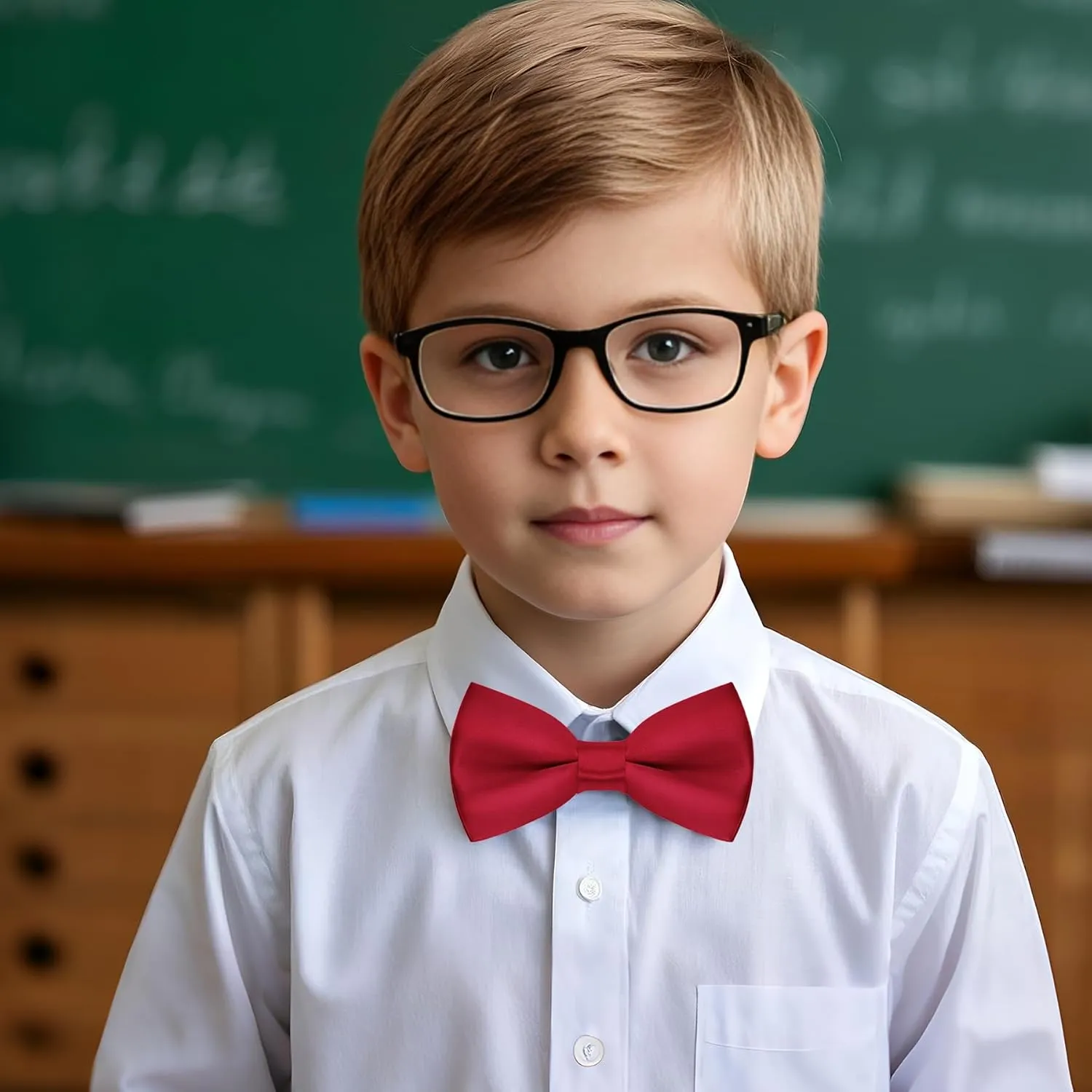 Pre-tied Kids Bow Tie Classic Solid Color Satin Bow Tie Adjustable Neck Bowtie for Kids Wedding Party