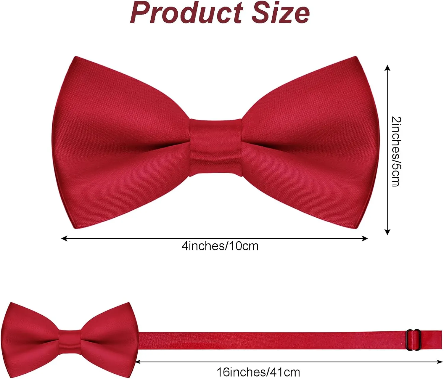 Pre-tied Kids Bow Tie Classic Solid Color Satin Bow Tie Adjustable Neck Bowtie for Kids Wedding Party