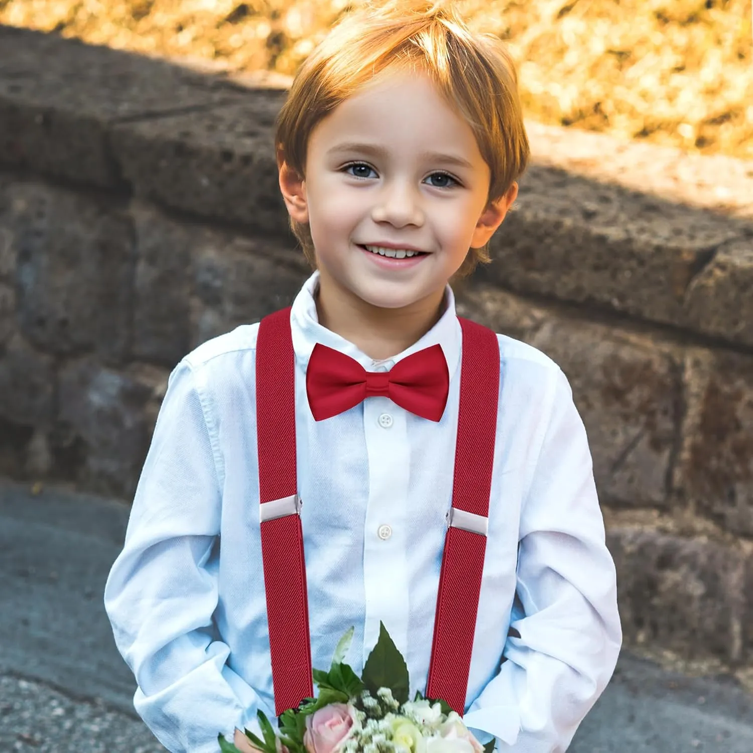 Pre-tied Kids Bow Tie Classic Solid Color Satin Bow Tie Adjustable Neck Bowtie for Kids Wedding Party