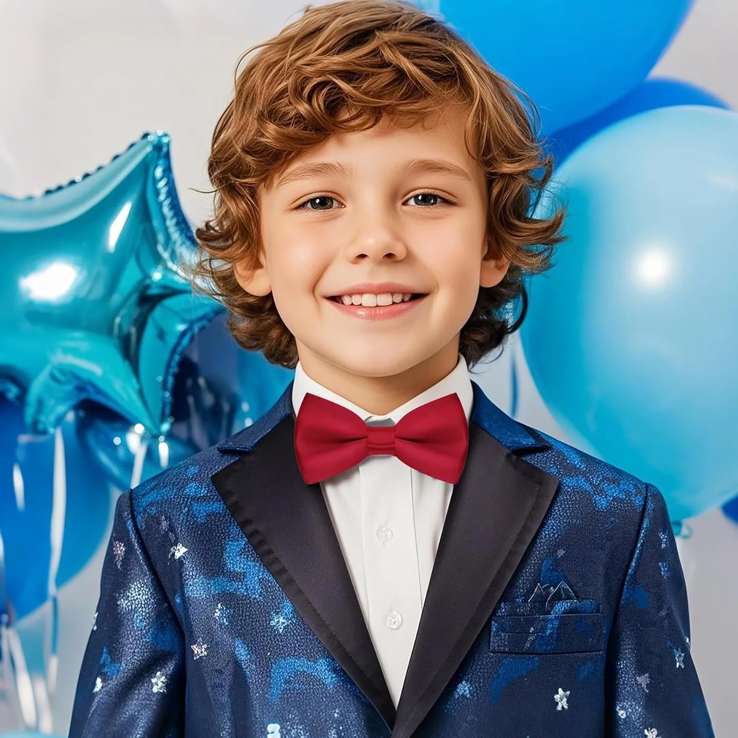 Pre-tied Kids Bow Tie Classic Solid Color Satin Bow Tie Adjustable Neck Bowtie for Kids Wedding Party