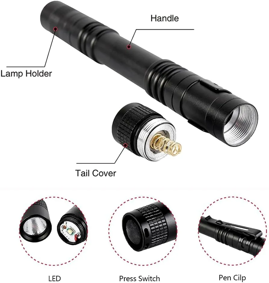Red LED Pen Flashlights, Mini, Waterproof Pocket Flashlight with Clip, Small Red Light Flashlights for Work,Astronomy, Aviation, Night Observation (5 Pack Red Light)
