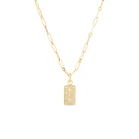 Roberto Coin 18K Yellow Gold Venetian Princess Dog Tag Necklace on Paperclip Chain