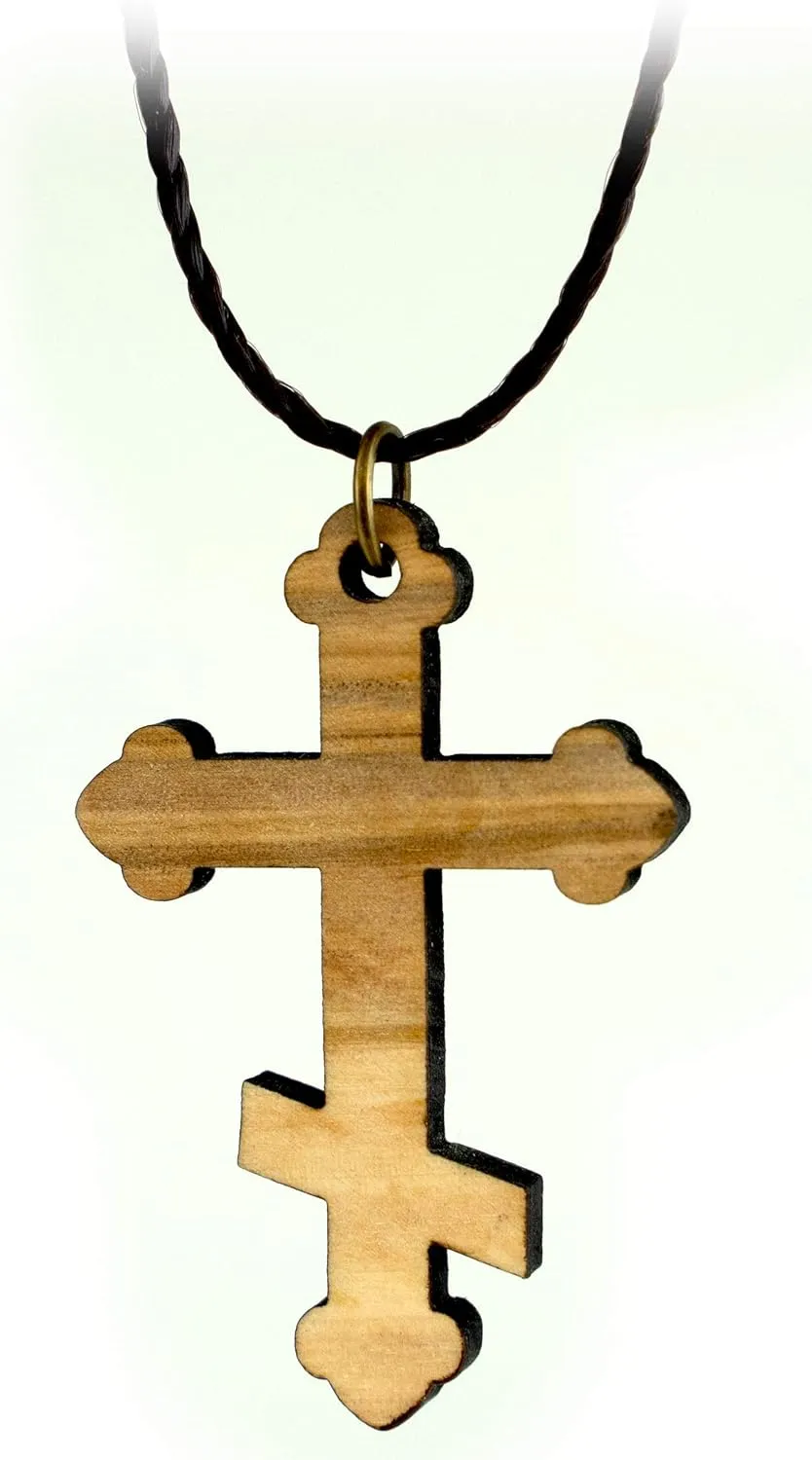 Saint Andrew Cross, Wooden Cross Necklace for Men & Women, Certified Holy Land Olive Wood Orthodox Pendant Necklace from Bethlehem Israel, Christian & Catholic Religious Keepsake Gift