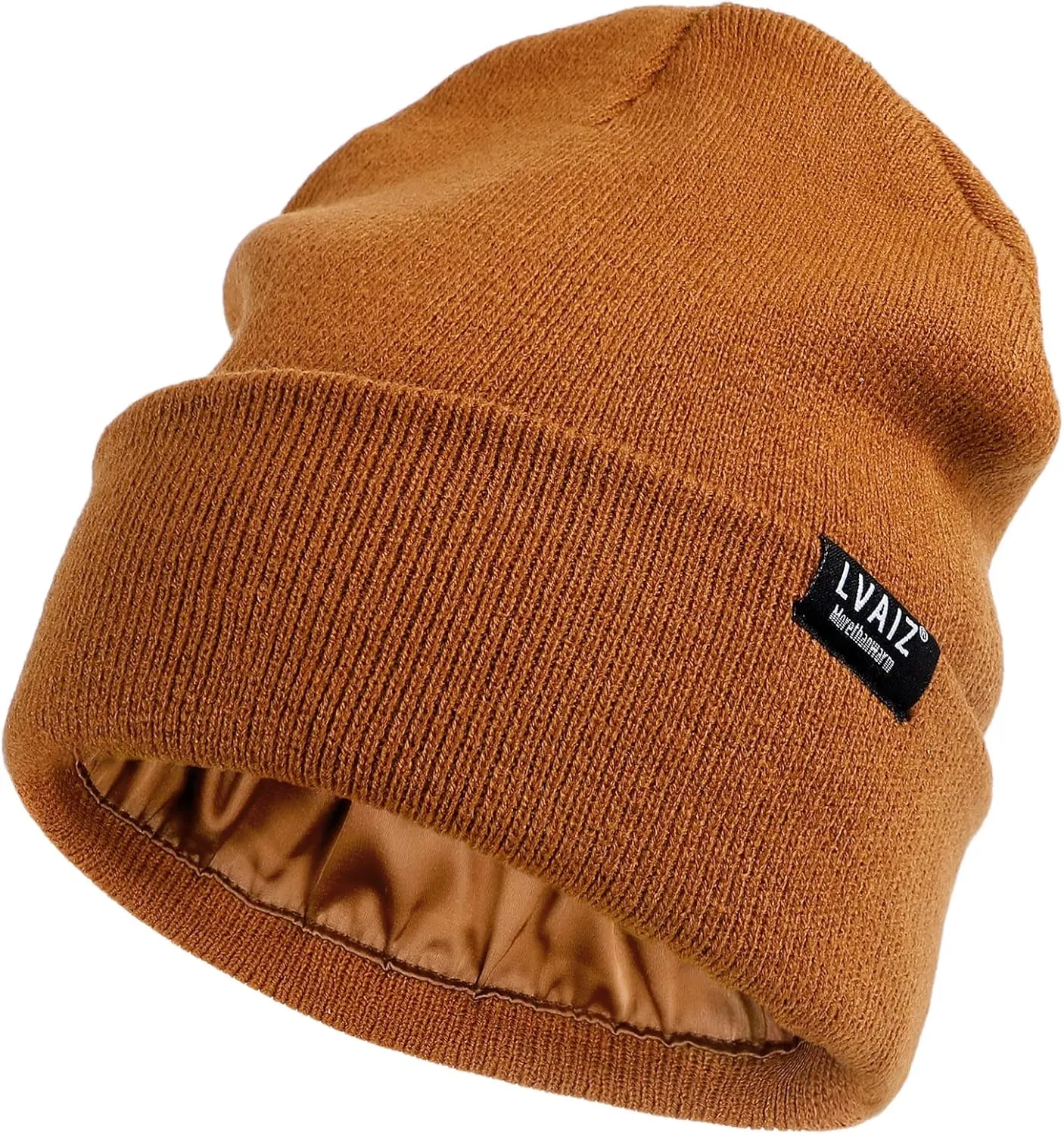 Satin Lined Winter Beanie Hats for Women Knitted Watch Hat with Silk Lining Unisex Solid Skull Cap